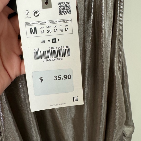 Silver metallic ruched dress with drawstring detail - Picture 3 of 3